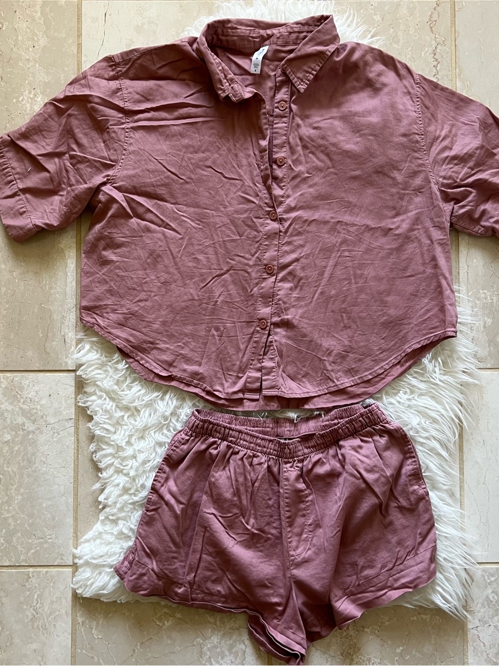Athleta Dusty Rose Relaxed Button-Front Shirt